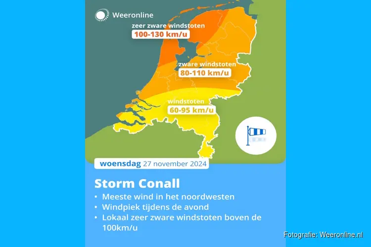 Code oranje in zes provincies vanwege Storm Conall